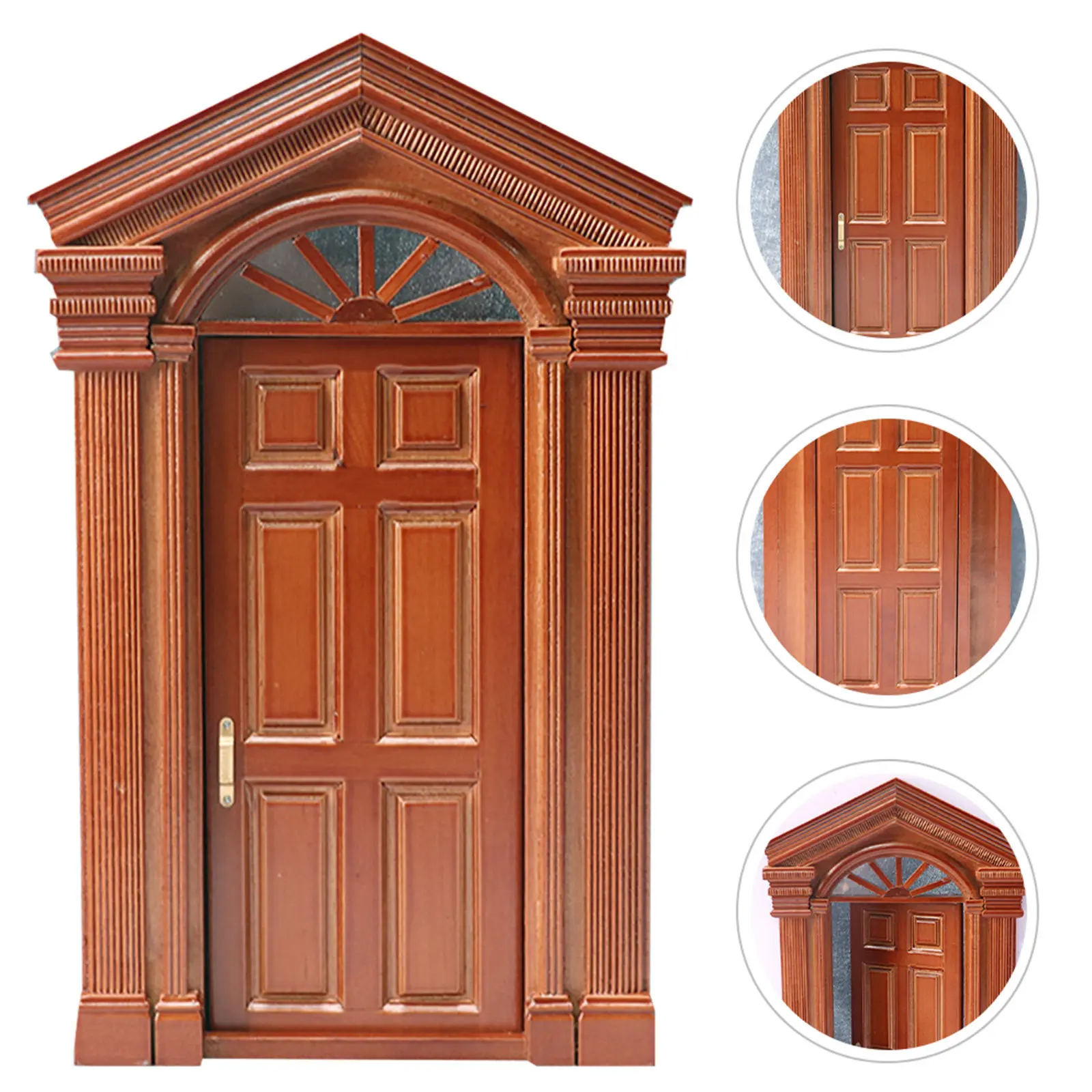 

Miniature Wooden Door Realistic Vintage Style Warm Tone Ornamental Door Decor Photo Prop for Tiny House Accessories
