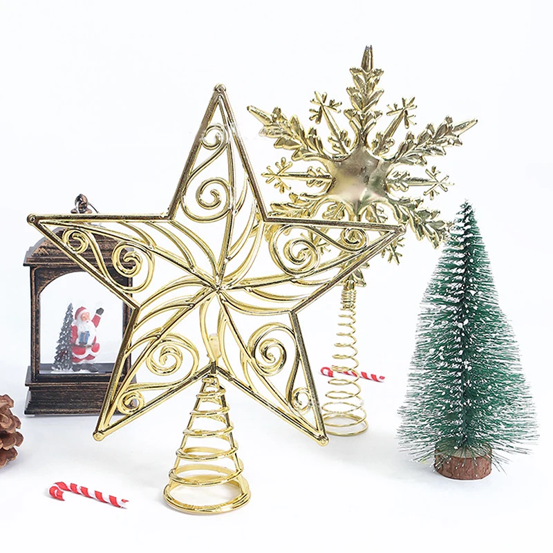 Christmas Tree Top Sparkle Star Glitter Snowflake Topper Xmas Party Decors Pendant