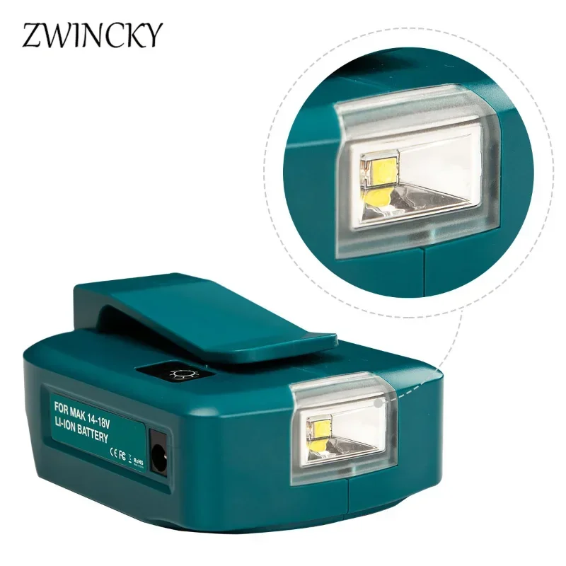 Dla Makita ADP05 14.4V/18V bateria lwa podwójny Port konwerter USB z lampką LED reflektor latarka zewnętrzna do baterii Makita