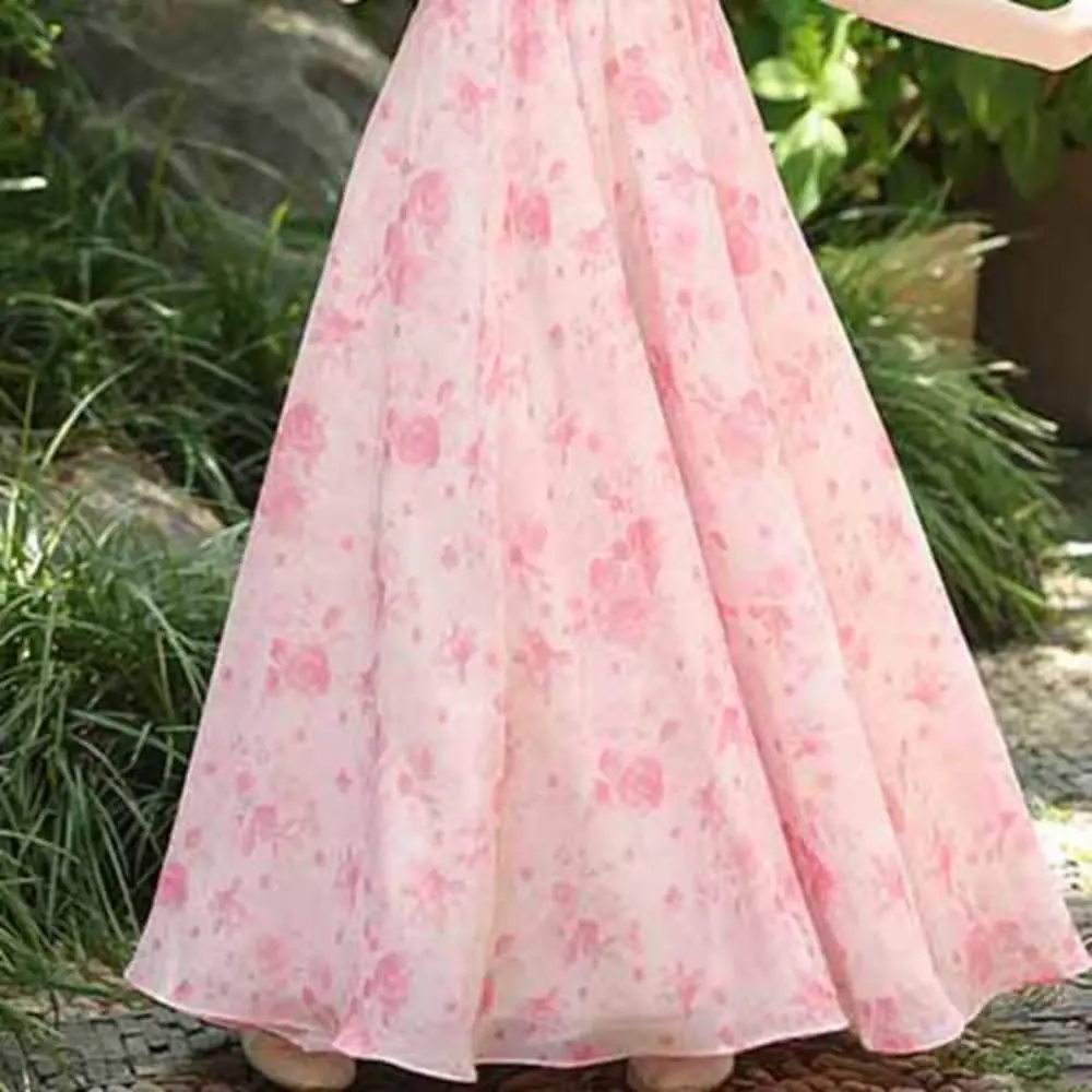 Fashion Loose Girls Chiffon Floral Dress Pleated Teenagers Summer Dresses Party Beach Vacation Children Princess Dress Beach