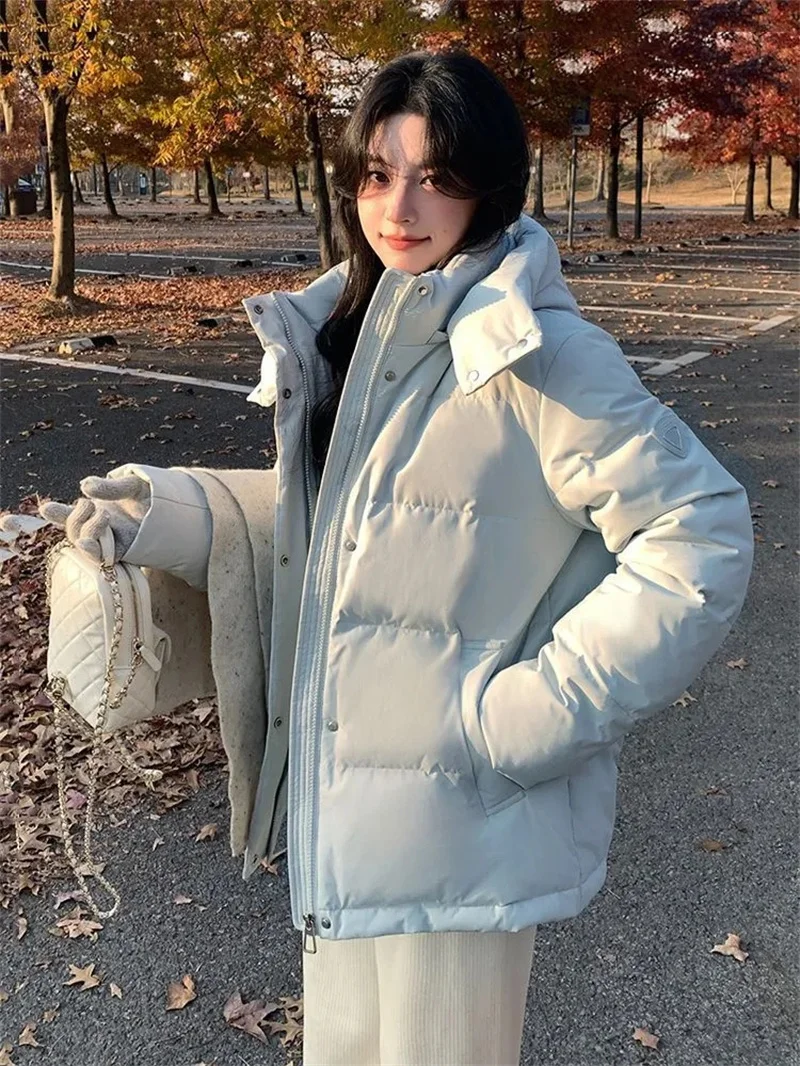 

Короткая пуховая хлопковая куртка для женщин взимку 2025 Новая маленькая хлопковая куртка Свободная куртка-хлеб Толстая хлопковая куртка