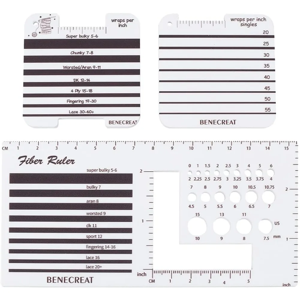 3 สไตล์อะคริลิคถักเข็มและไม้บรรทัดอะคริลิค SPINNING Control Card ถักเครื่องมือสําหรับ Spinners เส้นด้ายวัด