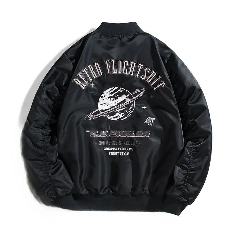 

High Street Men's Large Size Embroidered Star Flight Jaet Baseball Sle Ma Coat Trendy Spring Autumn Polyester Fiber