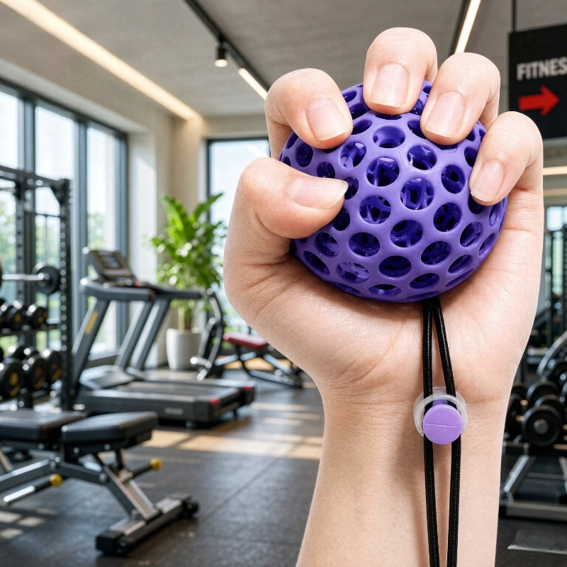 3D Printed Resin Hand Grip Ball Purple Breathable Antibacterial Finger Strength Rehabilitation Trainer for Seniors 손 재활 볼