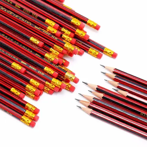 Bilashmart 10Pcs /Lot Sketch Pencil HB Wooden Graphites With Eraser Children Drawing Writing Stationery School Supplies