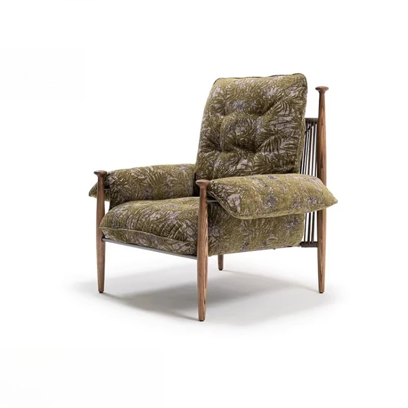 

Retro solid wood sofa chair household simple leisure chair single chair