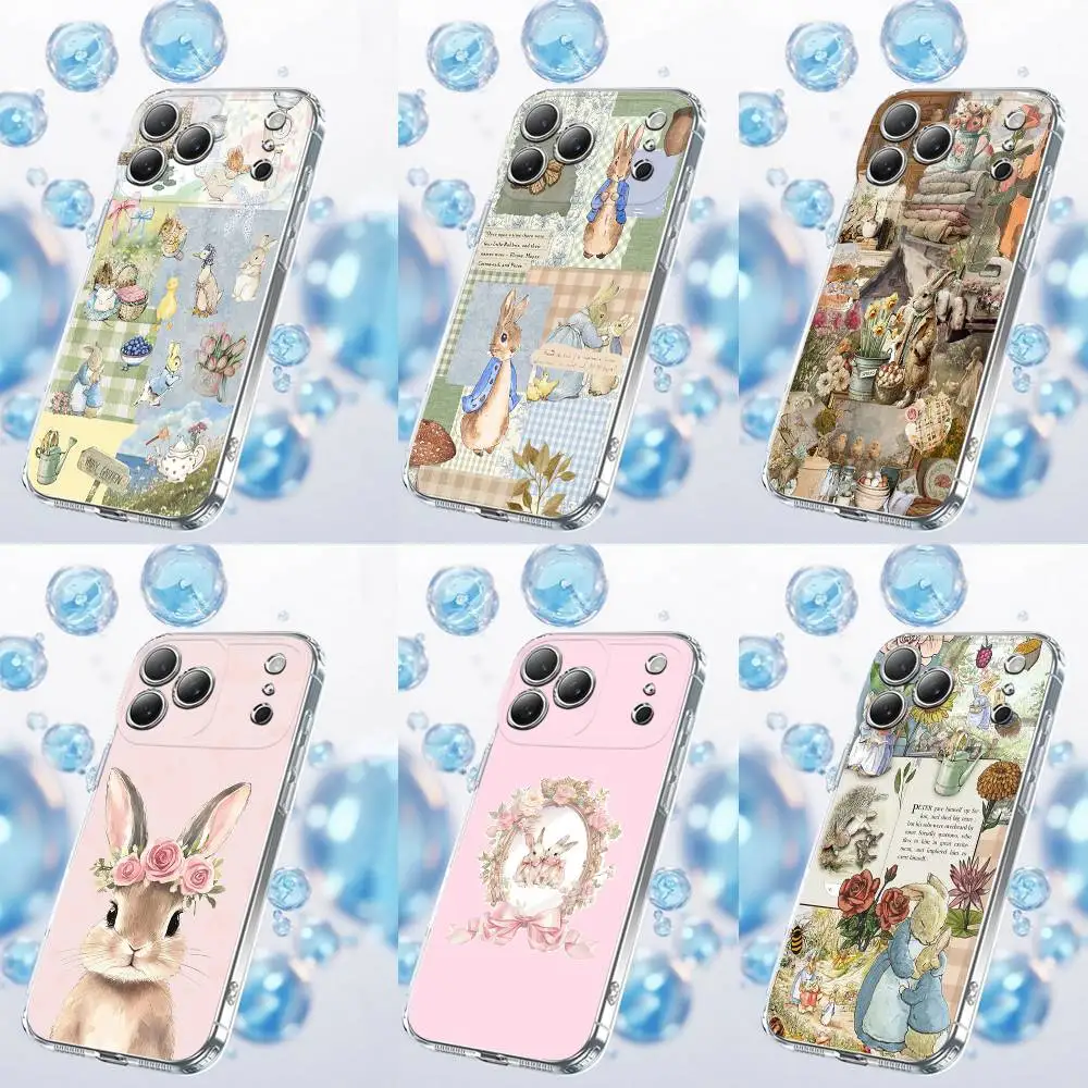 

Cute Lovely P-Peter Rabbit Phone Case For iPhone 17,16,15,14,13,12,11 Plus,Pro,Max,Plus,E,SE4,Air,Mini Transparent