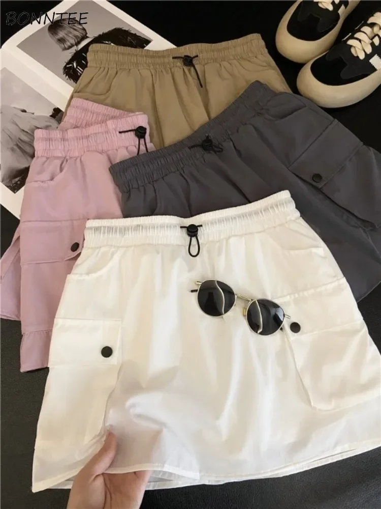 

Юбки-карго в американском стиле ретро, женские бегуны с несколькими карманами, дизайн, крутая мода для девочек, быстросохнущая трапециевидная одежда Faldas, сексуальная одежда Mujer