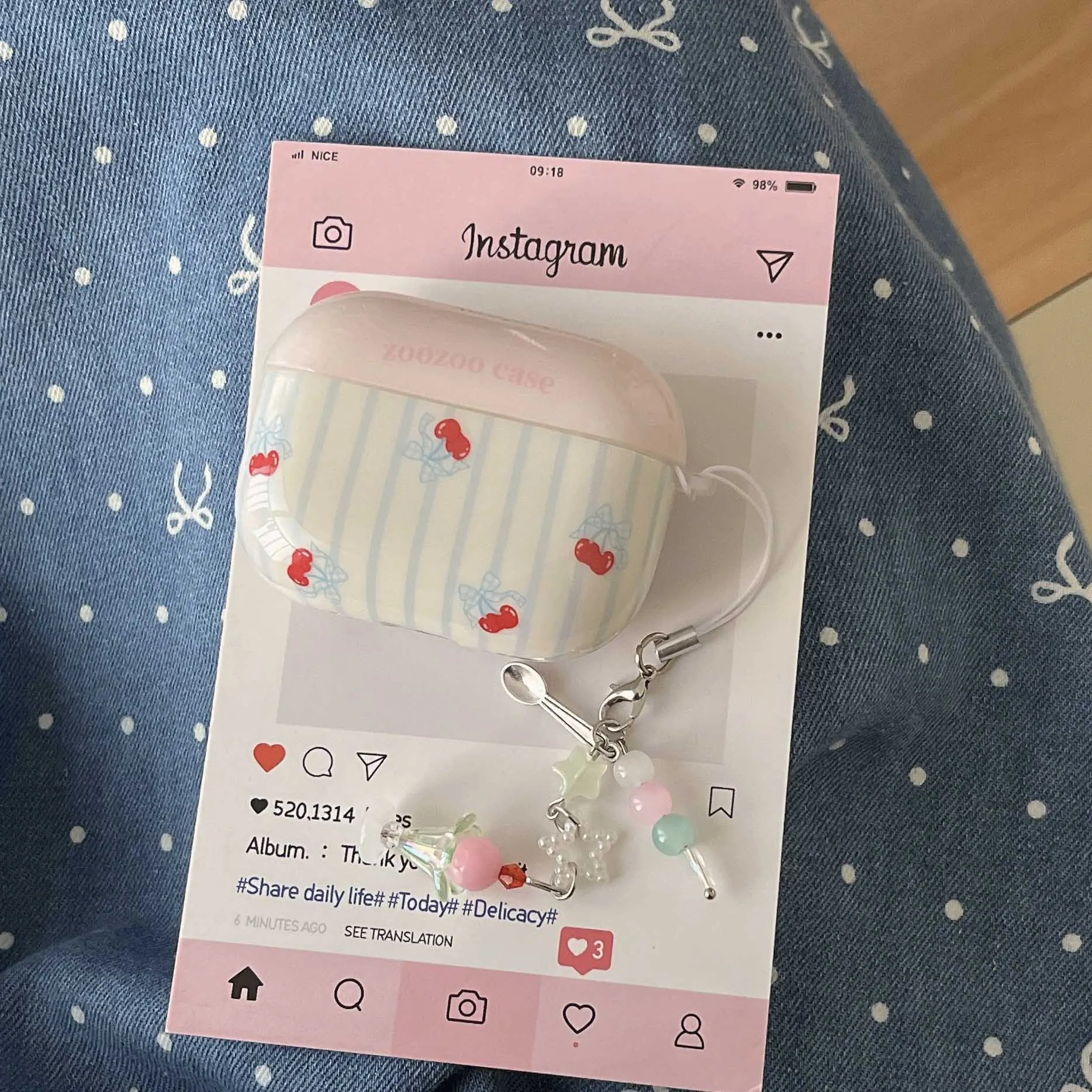 Pink cover blue stripe ins bowknot cherry earphone case for apple airpods pro2nd 1 2 pro 3 3d cute pendant summer fundas