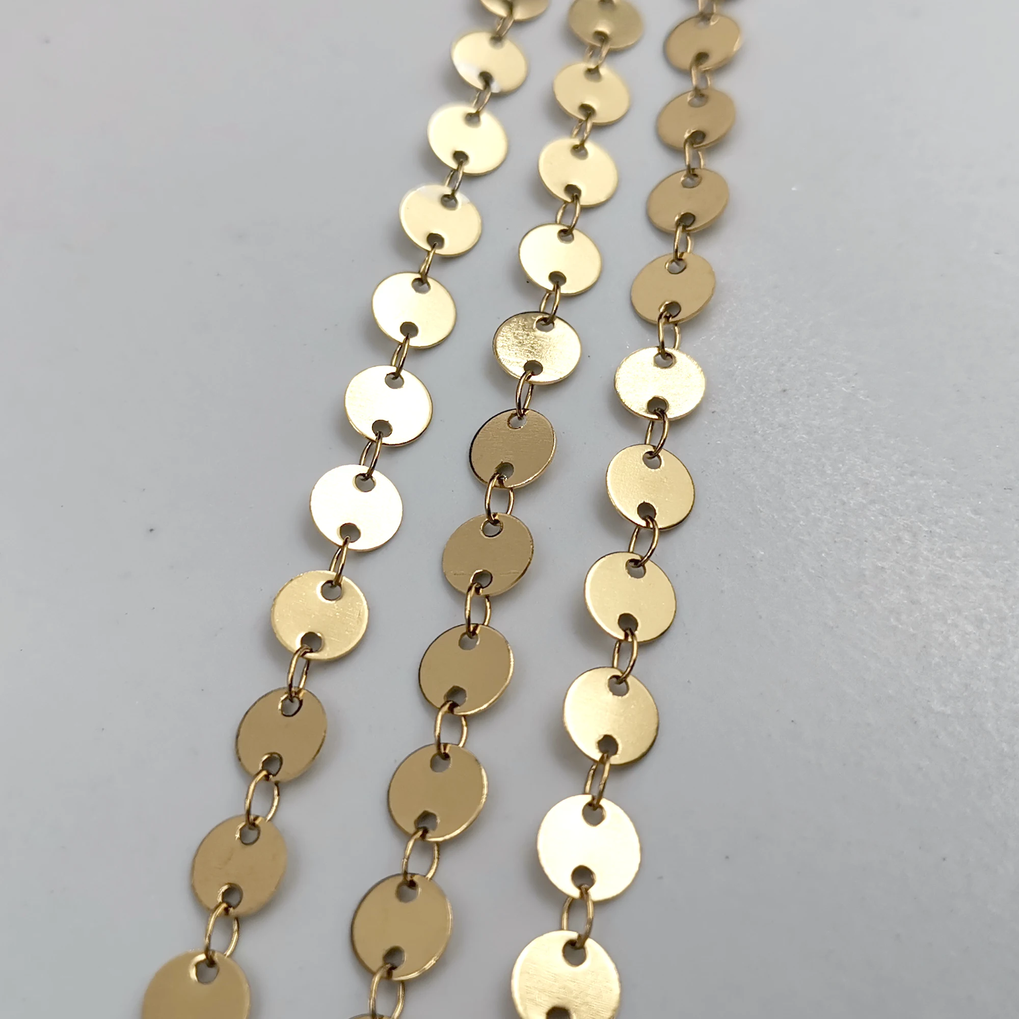 3Meter Lot Gold Stainless Steel Jewelry Chain Welded Chains Round Flat Medal Jewelry Making DIY Bracelet Anklets Gold-Plated 6mm