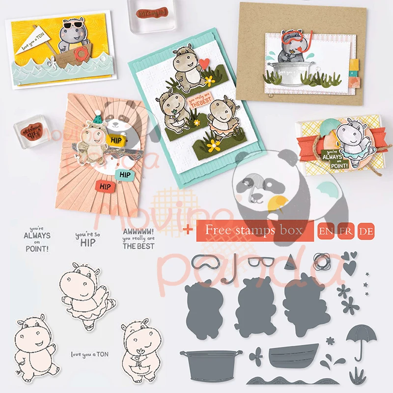 Cute Cattle Hip Animals Latest 2022 Catalog Cutting Dies Clear Stamp Scrapbooking For Paper Making Frame Card