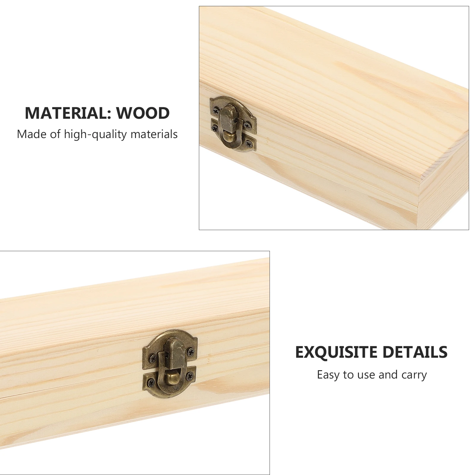 

Wooden Stationery Box Durable Compact Size Alloy Buckle Dustproof Pencil Storage Container Pen Holder Art Supplies