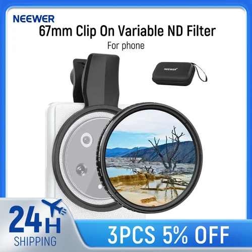 Imagen 1 del producto NEEWER-filtro ND Variable con Clip de 67mm para teléfono, ND2-32 1-5 paradas, Kit de accesorios para lentes de fotografía de densidad neutra para Android