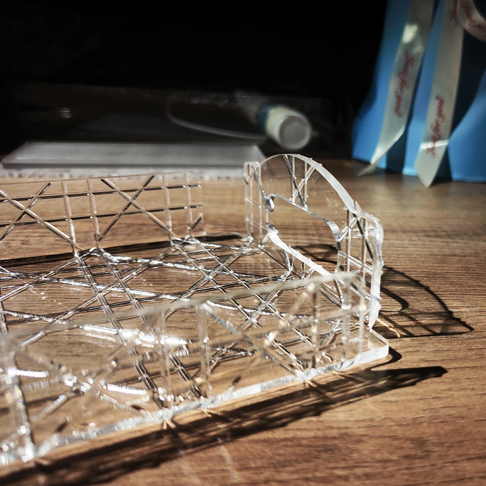 Transparent Resin Tray with Cannage Design Home Decor Serving Tray Kitchen Dining Tableware - Image 5