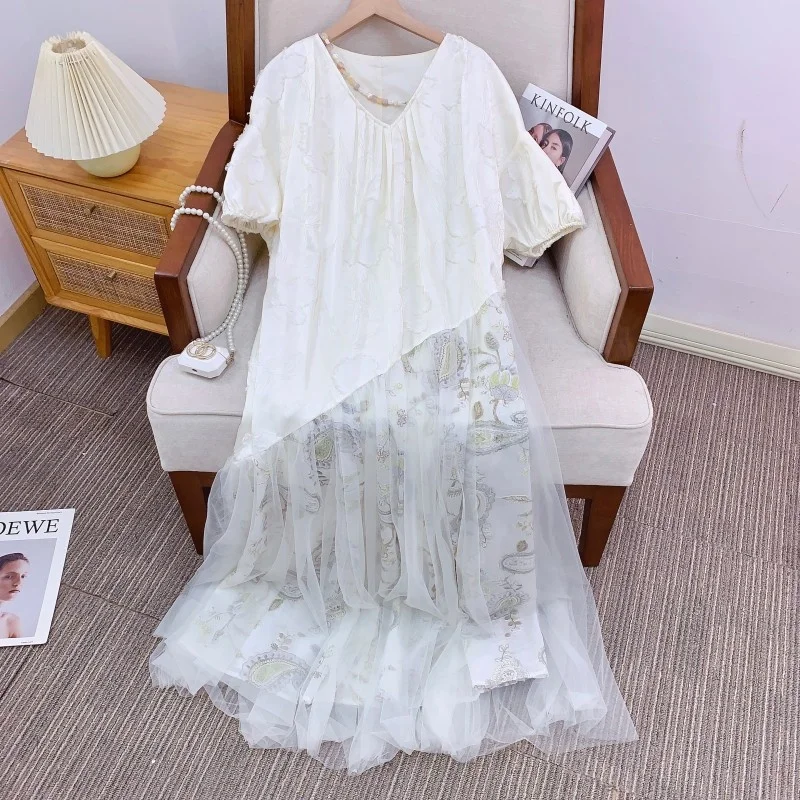 

Новая китайская модная женская летняя юбка-трапеция с цветочным принтом, повседневная, с завышенной талией, коллекция 2025 года