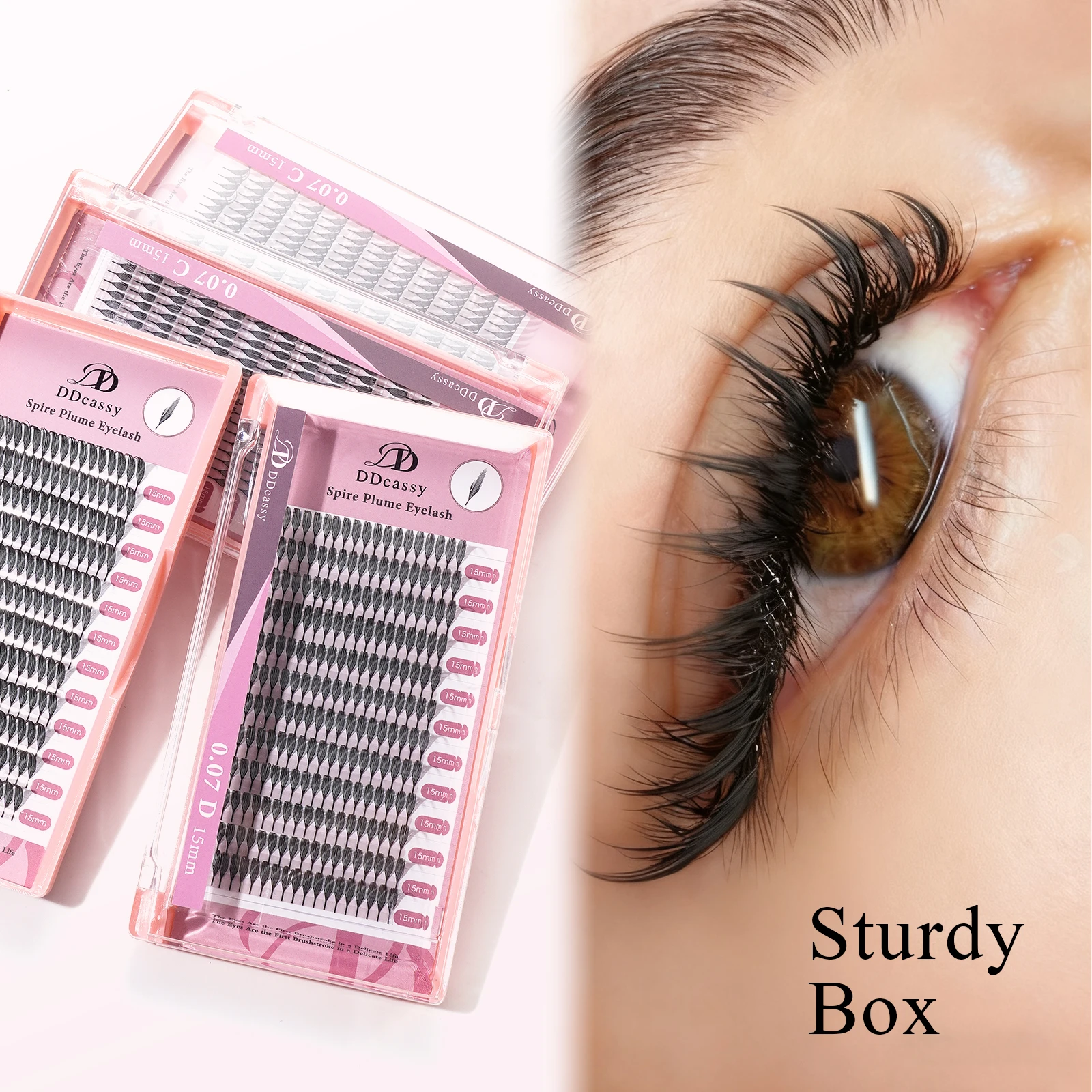 M LU Curl Manga Style Schmale Spire Vorgefertigte Fächer Wimpernverlängerungen Leichte Feder Anime Semi-Handgefertigte Spire-Cluster Blisterpackung – Detail 14
