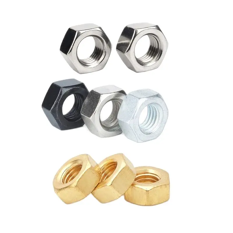 Stainless Steel Brass Hex Nut Metric Thread Nut M1.2 M1.6 M2 M2.5 M3 M4 M5 M6 M8 M10 M12 M14 M16 M18 M20 M22 M24 M27 M30 M33 M36