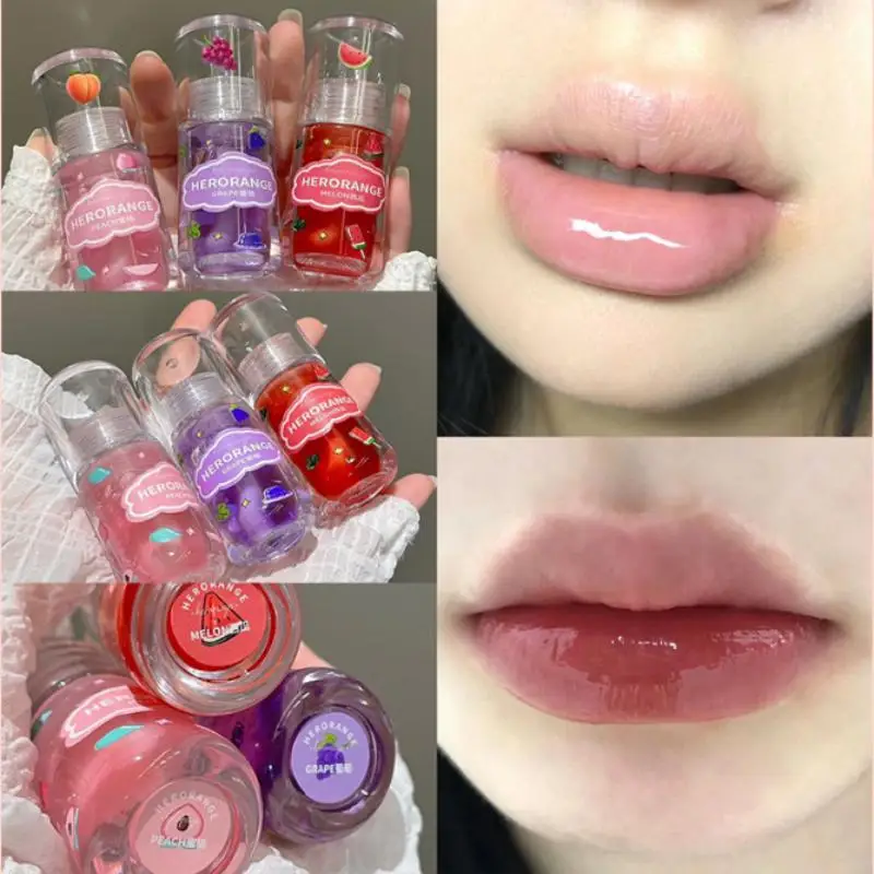 

HERORANGE 1/3Pcs Fruit Flavored Lip Oil Moisturizing Lip Balm Lip Gloss Lip Primer Lip Care Makeup