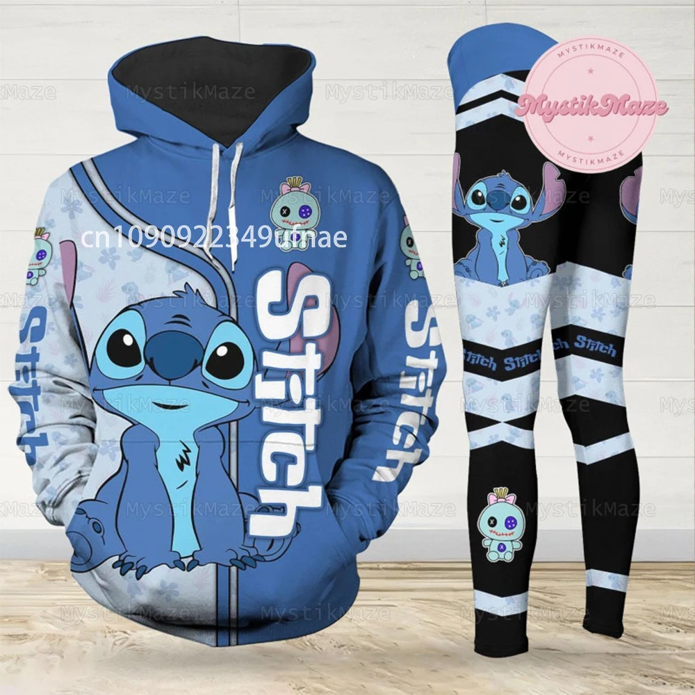 Disney Stitch 3D Women Hoodie Leggings Set Women Hoodie Set Stitch Yoga Pants Sweatpants Women Disney Yoga Hoodie Leggings 2025