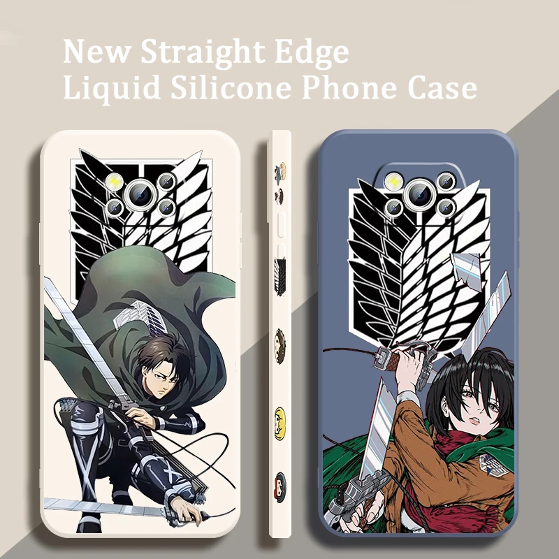 A Attack On Titan Anime Cool Liquid Left Rope For Xiaomi Mi Poco X6 X5 X4 X3 M6 M5 M5S M4 M3 F5 F4 F3 Pro 5G Funda Phone Case