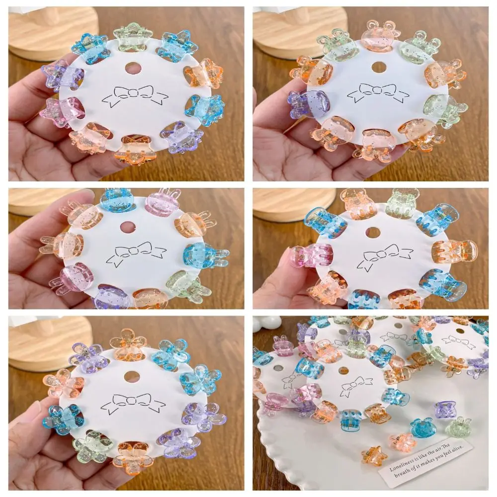 Hair Accessories Mini Hair Claw Transparent Hair Clip Star Hair Crab Clip Candy Color Hair Ornaments Flower Mini Hair Claw