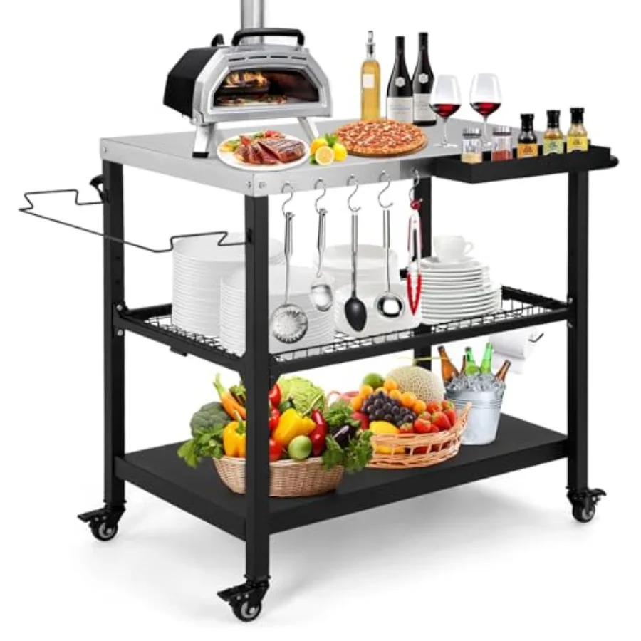 Outdoor Grill Car6 H Sinlesteel Piz Oven Ble Wi Loable Wheels Hoo And Adable Me…