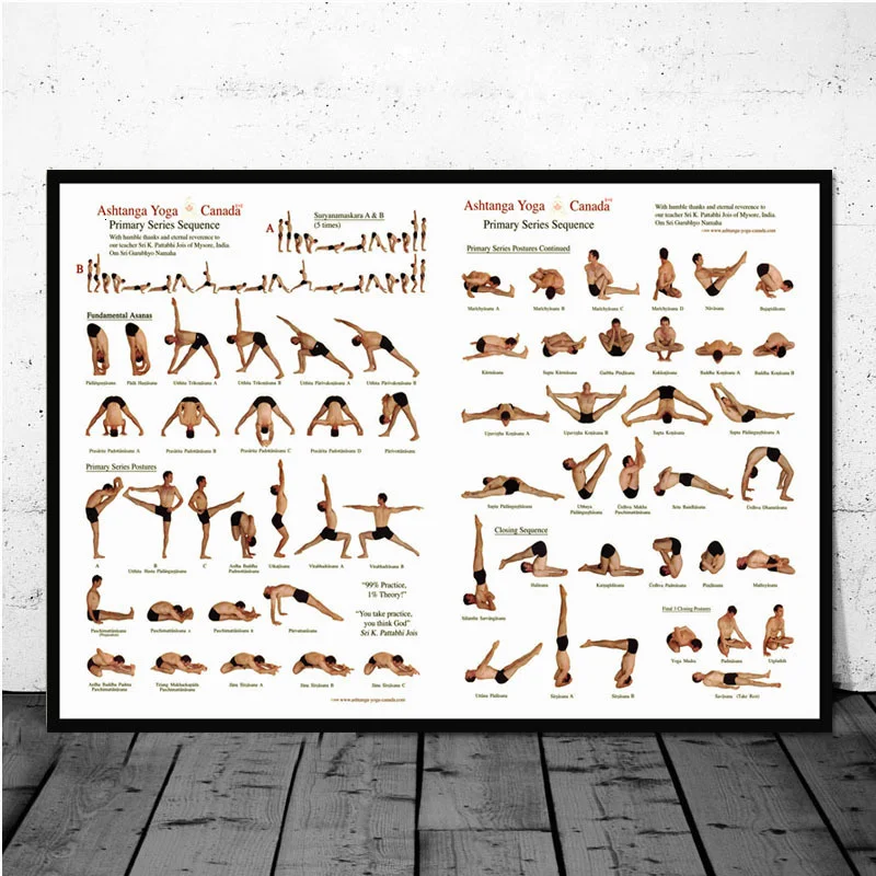 

Home Exercise Gym Yoga Ashtanga Chart Pose Health Print Art Canvas Poster For Living Room Decor Home Wall Picture