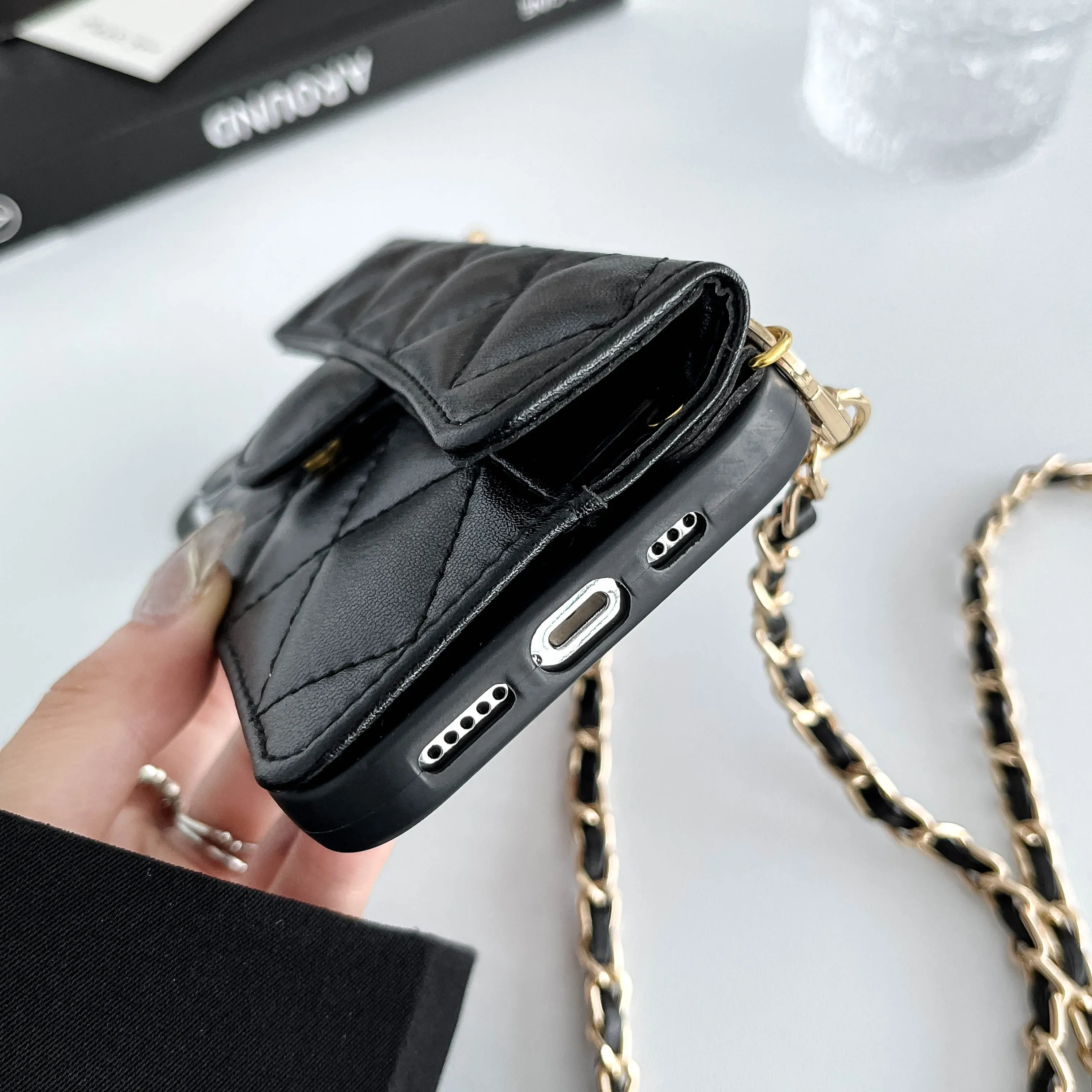 Crossbody Lanyard  Wallet Phone Case for IPhone 14 15 13 12 11 Pro Max Card Slot Holder Leather All Inclusive Cover