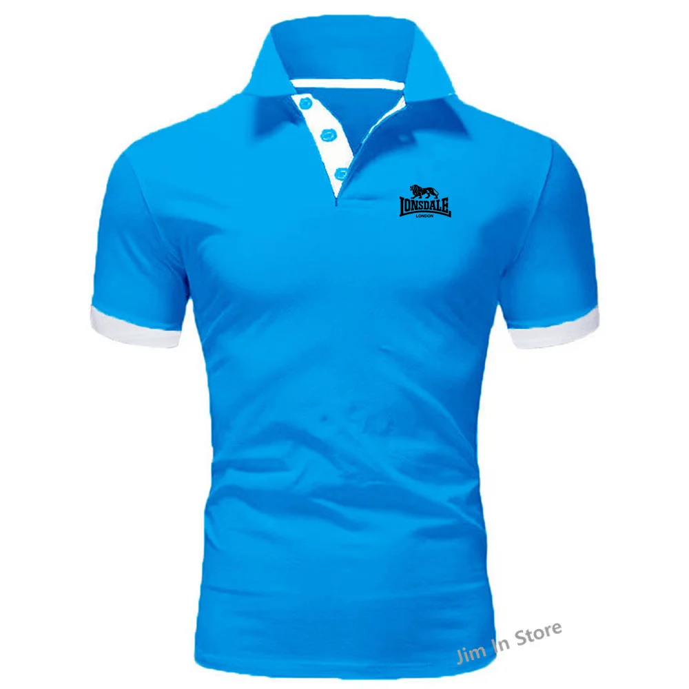LONSDALE S~8XL 2024 New brand Polo Men's casual short-sleeved polo shirt Fashion lapel zipper shirt men's breathable polo shirt