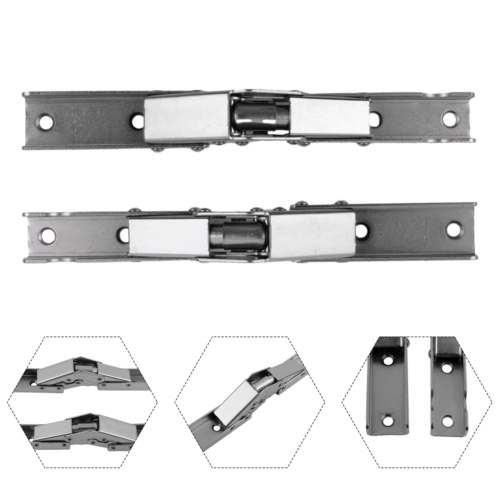 Hinges Folding Hinges Door Cabinet Furniture Hinges Brackets Home Screws Self-Locking Silver Spring Folding Hinge