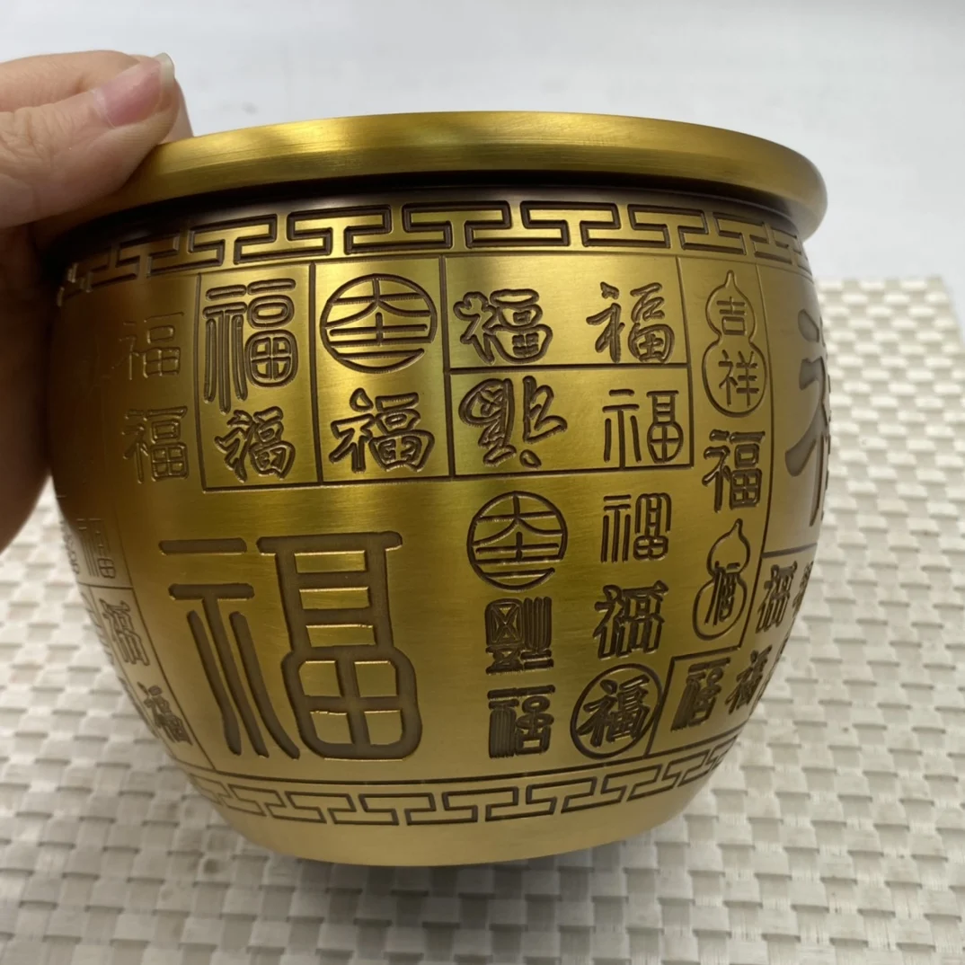 China copper Bronze FU FO pot fengshui the Golden Toad Metal crafts Exquisite workmanship decoration Pen container Bucket model