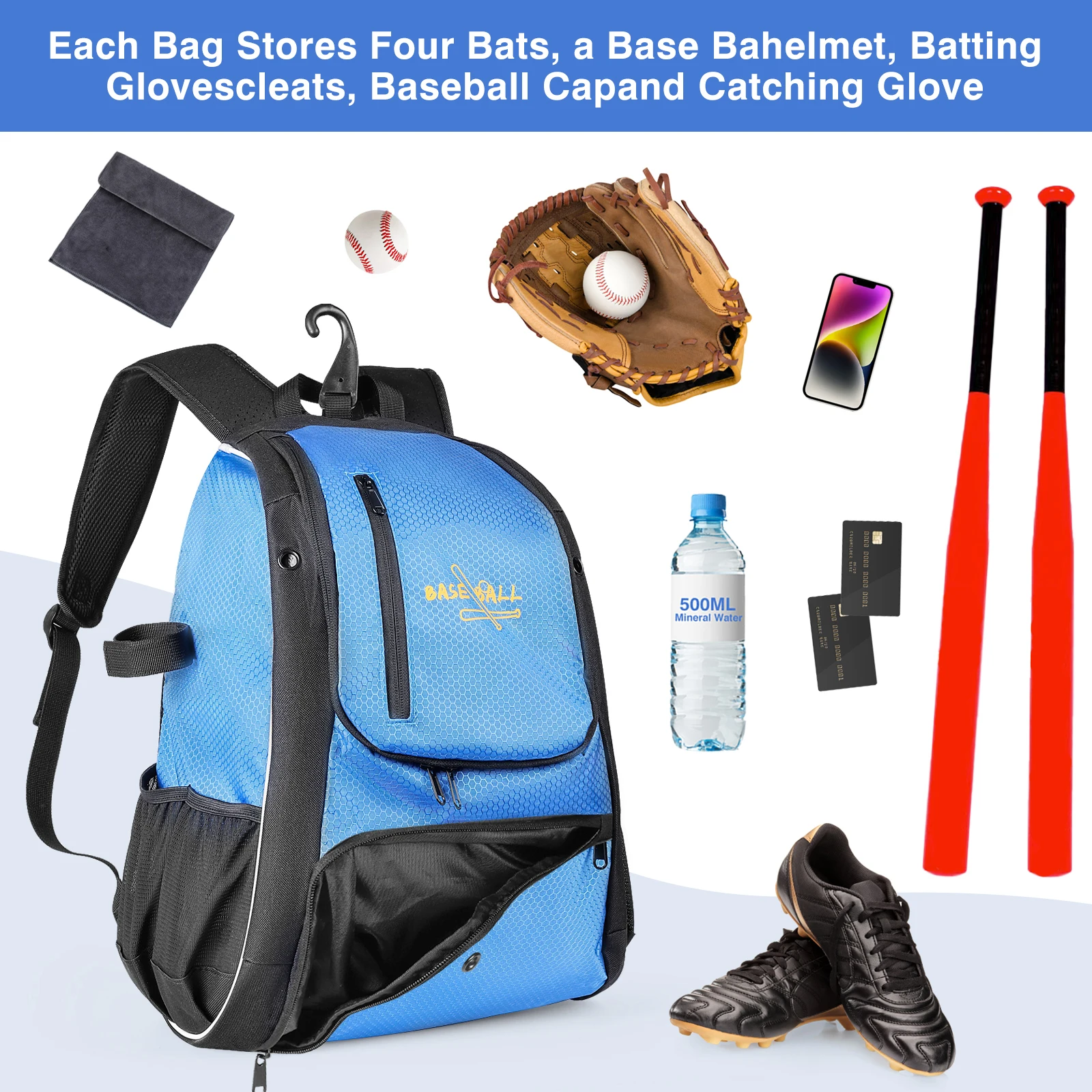 Baseball Backpack Women Utility Baseball Bag for Kids Sports Equipments for Training Baseball Glove Bag Softball Practice Goods