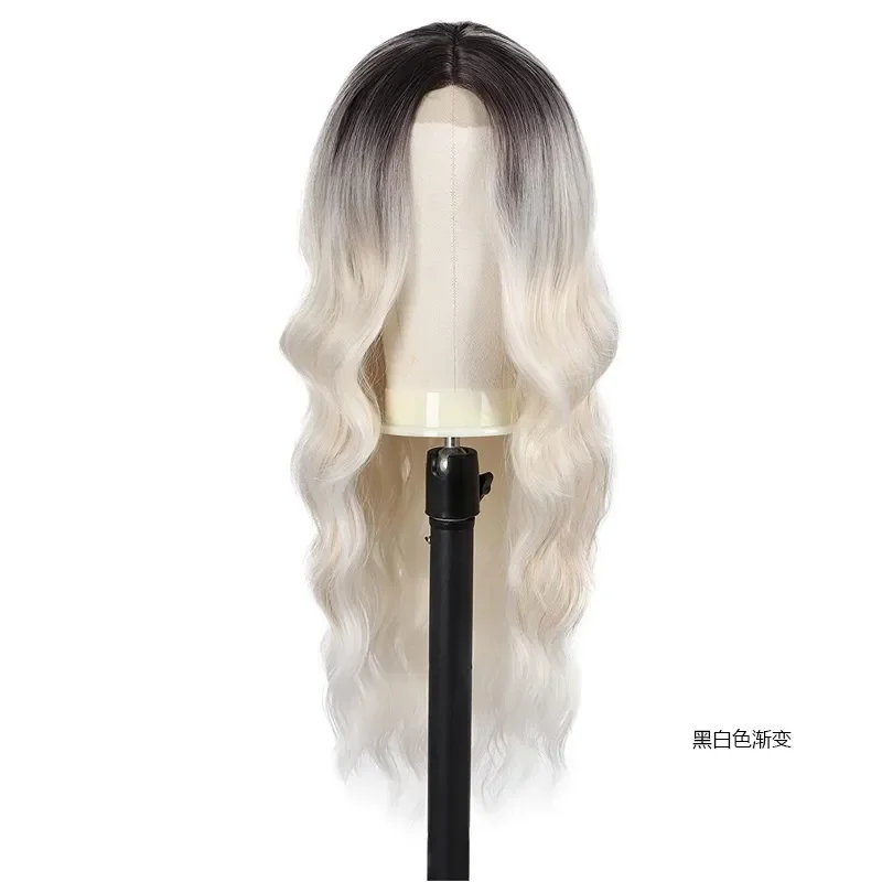 4 Kleur Nieuwe Mode Dames Lange Bruine Mix Blonde Midden Deel Ombre Haren Golf Kleine Kant Synthetische Haar Pruik