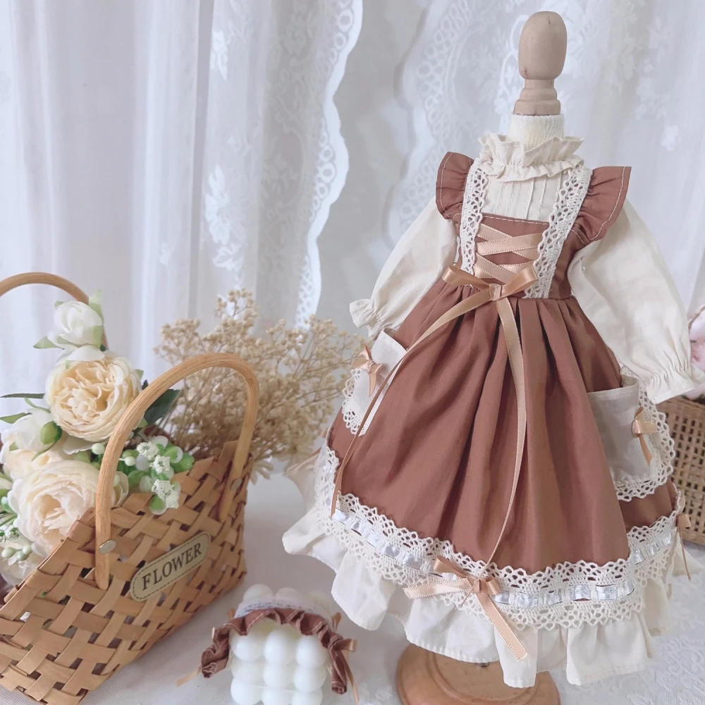 1/3 1/4 1/6 size Blythe size BJD Doll clothes Brown long-sleeved dress doll accessories