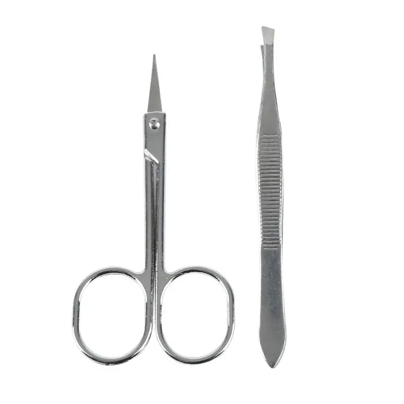 set Stainless Steel Make Up Eyelash Eyebrow Hair Removal Tweezer scissors