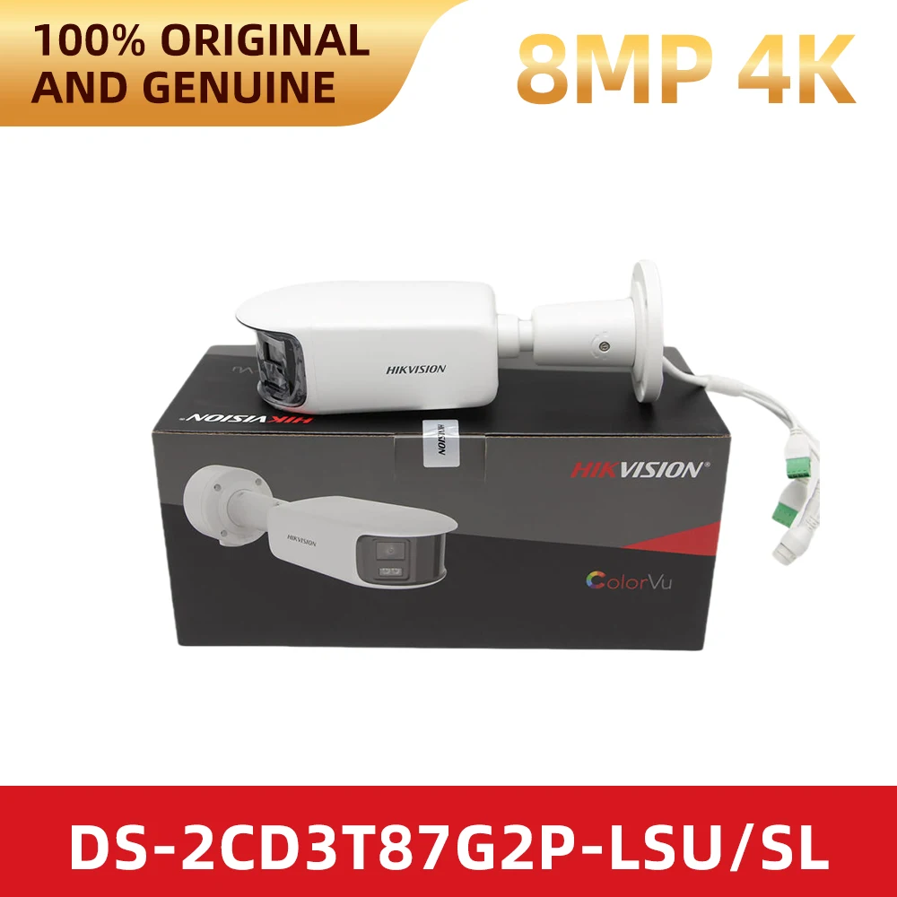 Hikvision DS-2CD3T87G2P-LSU/SL 4K 8MP Panoramic IP Camera ColorVu 24/7 AcuSense Human Vehicle Detection Strobe Light Audio