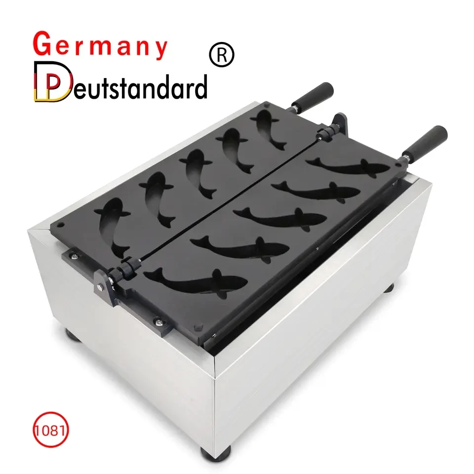 Máquina eléctrica comercial para hacer gofres con forma de pez, equipo para hornear galletas y aperitivos, nuevo diseño, 5 unidades