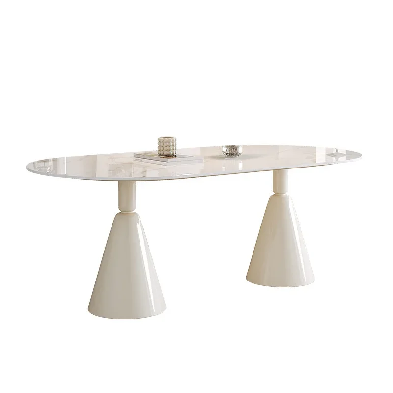 

Cream style household small apartment, modern minimalist rectangular dining table and chairs