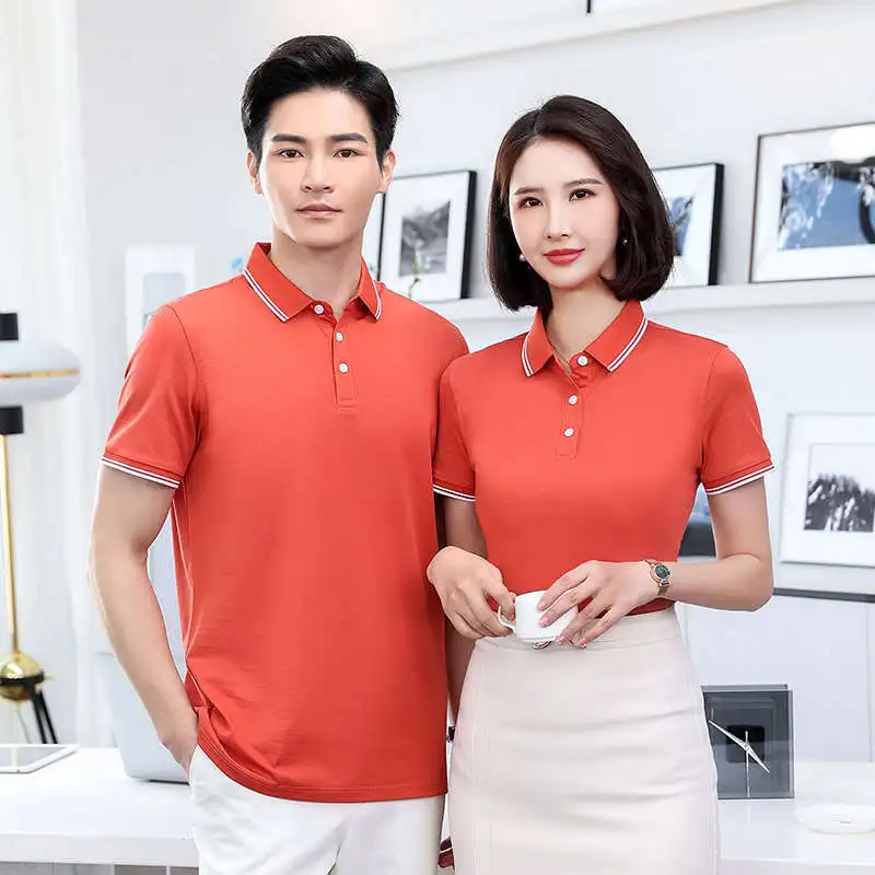 Lightning Delivery Silk Pearl Cotton Advertising White Double Striped Short Sleeve Polo High Quality Business Culture Shirt