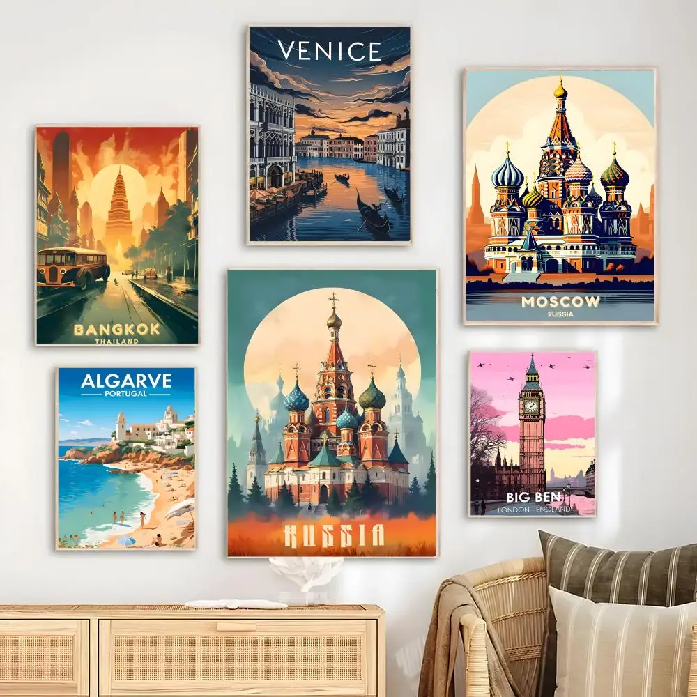 ملصق مدينة السفر الحديثة لغرفة النوم وغرفة المعيشة والدراسة وما بعد ذلك ديكور ذاتي اللصق + هدية مثالية