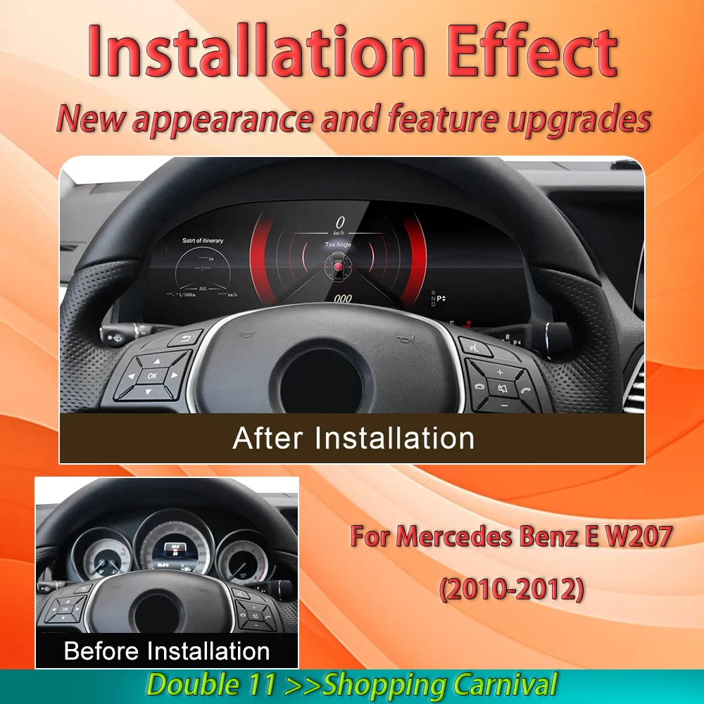 ل Painel LCD الفقرة كارو مرسيدس بنز فئة e w207 a207 أداة دي العنقودية لوحة رقمية LCD دي 12.3 بوصة نظام لينكس