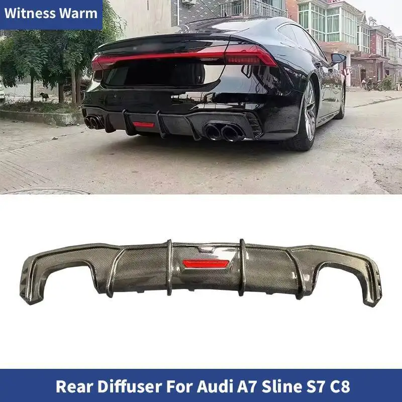 Diffuseur arrière de voiture en fibre de carbone, pare-chocs, Jules Spomicrophone, Audi A7 Sline S7 C8, tablier arrière, 2019-ettes