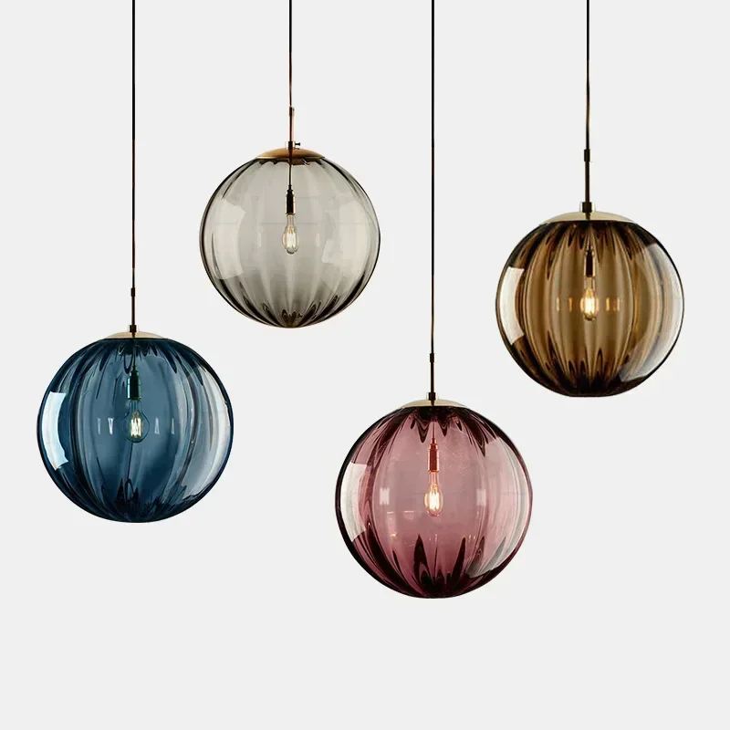 Nordic Colorful Glass Ball Pendant Light Hanglamp For Bedroom Dining Room Bar Decor Loft Luminaire Suspension Kitchen Fixtures