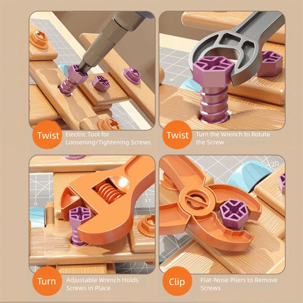 190Pcs DIY Children's Repair Tool Box Toy Assembly Toys with Screwdriver and Drill Hand Disassembly Assembly Puzzle Funny