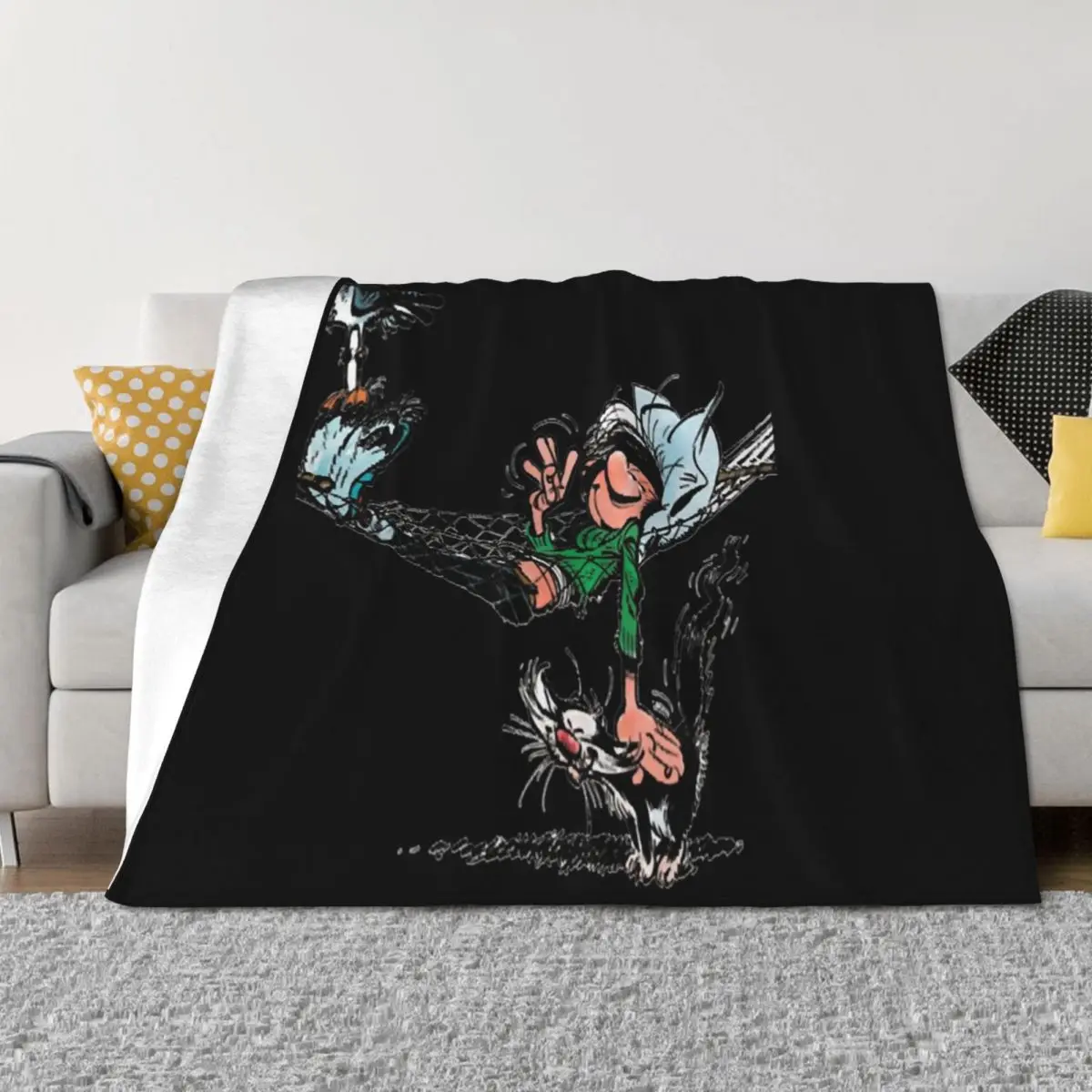 

Gaston Lagaffe Throw Blanket Hairys blankets and throws For Sofa Thin christmas gifts Blankets