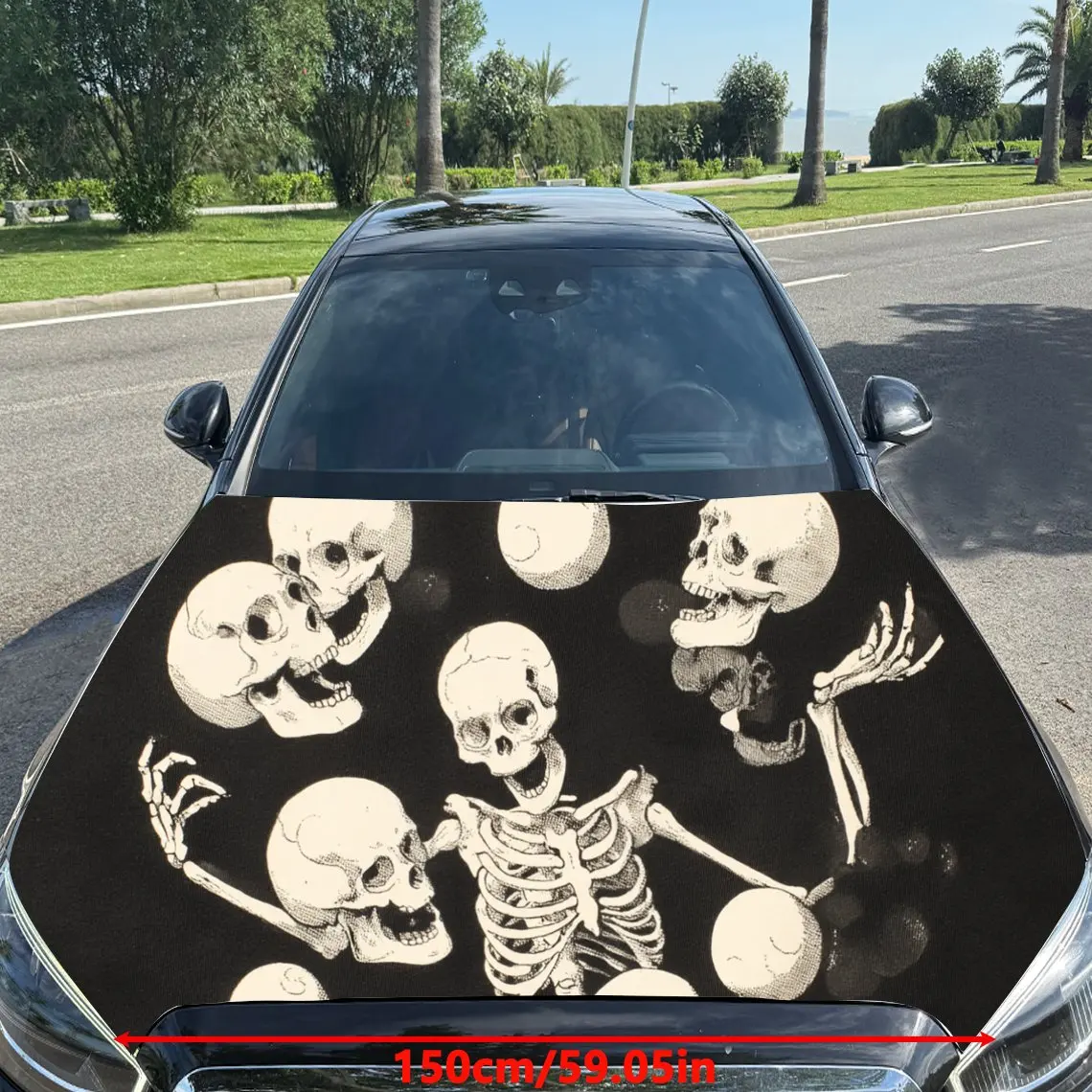 Skull Magic Car Hood Sticker, Waterproof Self-adhesive Vehicle Vinyl Wraps Decal, Trendy Auto Exterior Decoration, Anti-scratch
