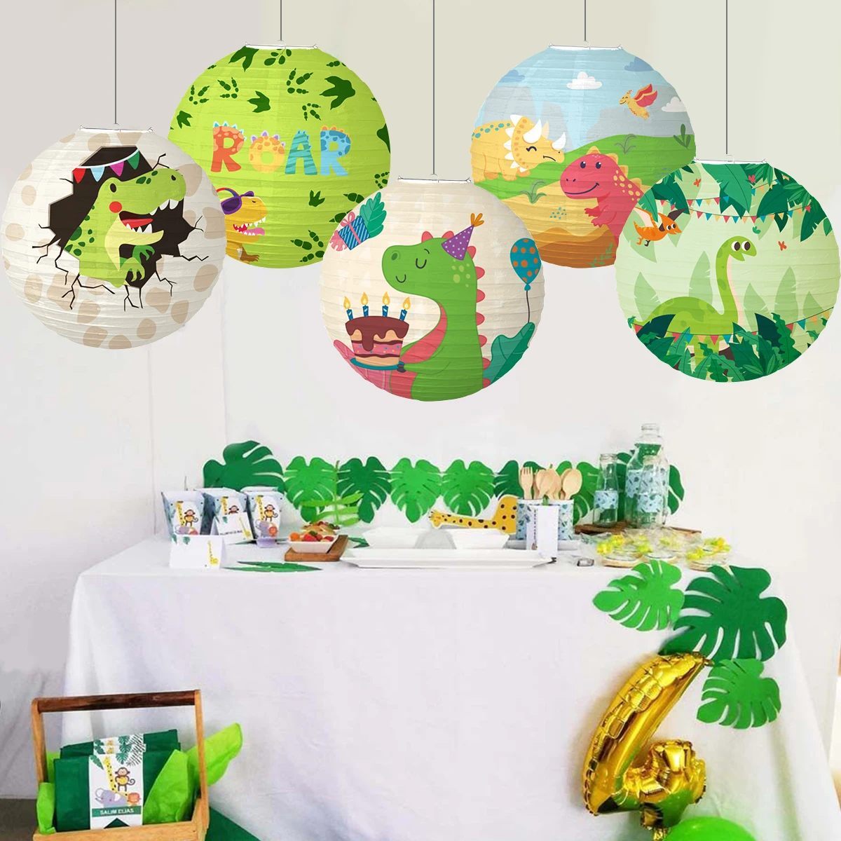 

Dinosaur Hanging Paper Lanterns Happy Birthday Party Decoration Jungle Safari Roar Lanterns Dino Party Decor Kids Baby Shower