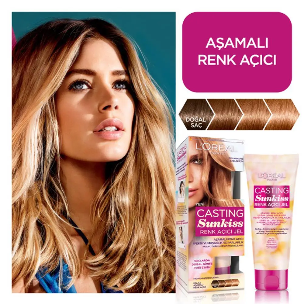 Loreal casting Sunkiss color lighting gel jelly hair Blonder Blonding cream natural 100 Ml ammonia free