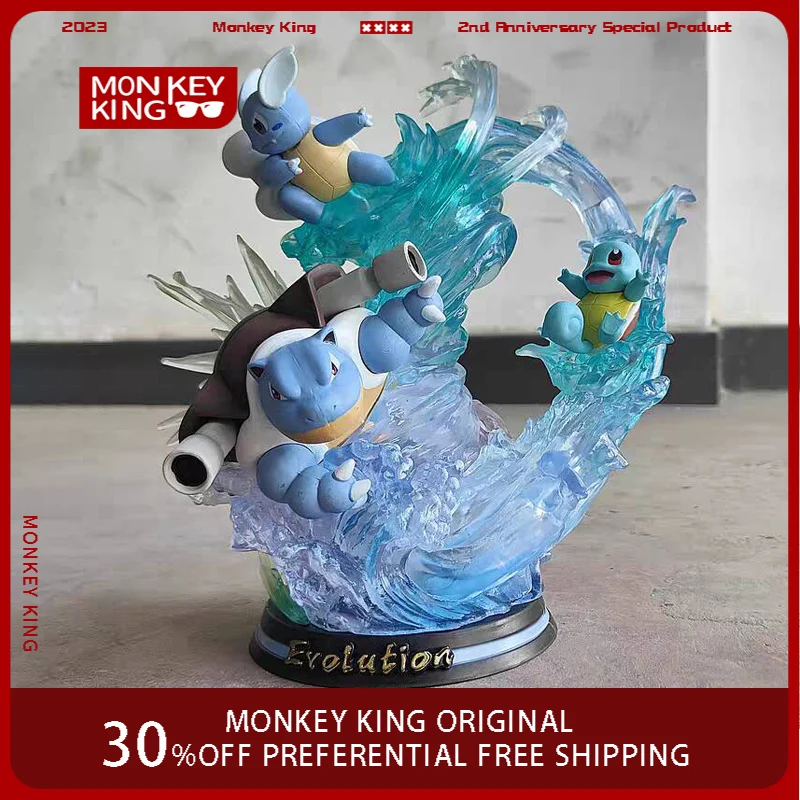 

26cm Pokemenn Action Figure Blastoise Can Glow Anime Collection Model Pvc Desktop Ornament Decorations Holiday Gift Children Toy