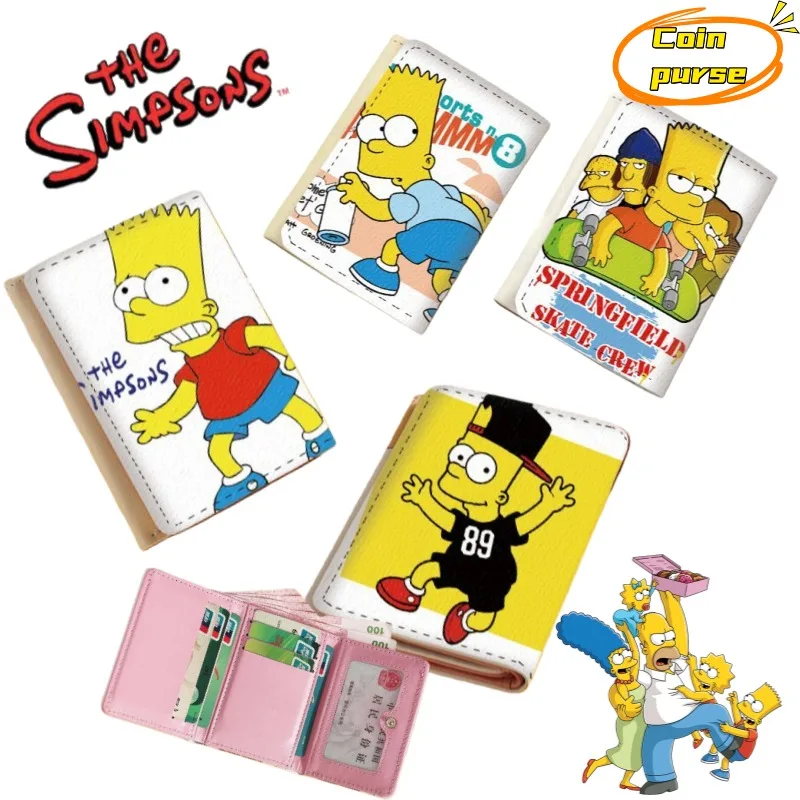 

The Simpsons Homer Marge Bart cute cartoon folding wallet, kawaii, large-capacity, wear-resistant, multifunctional cardholder